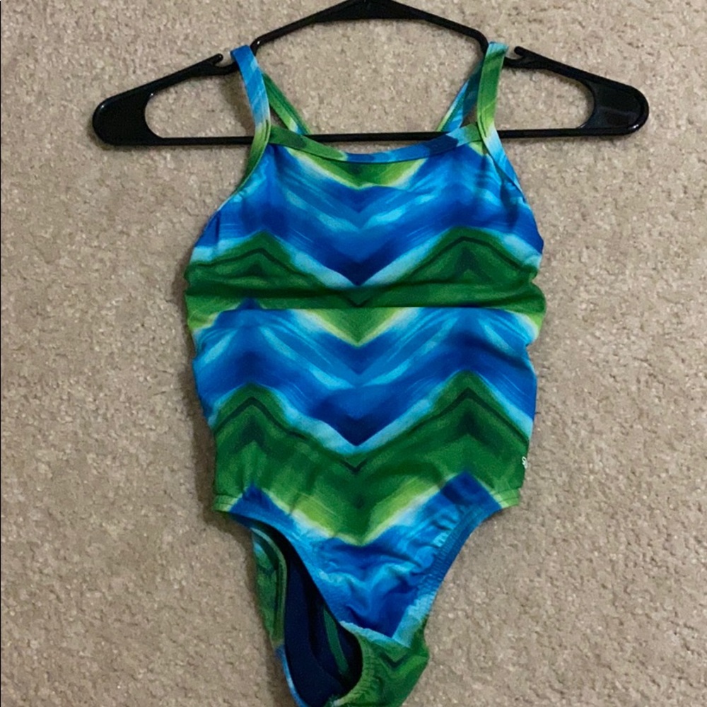 blue green speedo swimsuit